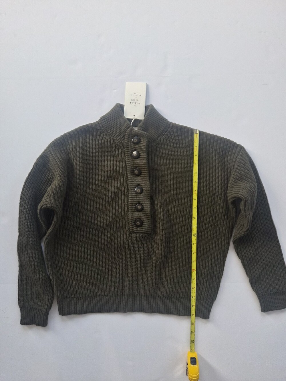 *NWT* [Sezane] Lucas Jumper In Olive Green, Khaki, Size M, Organic Cotton, Italy - Picture 3 of 13